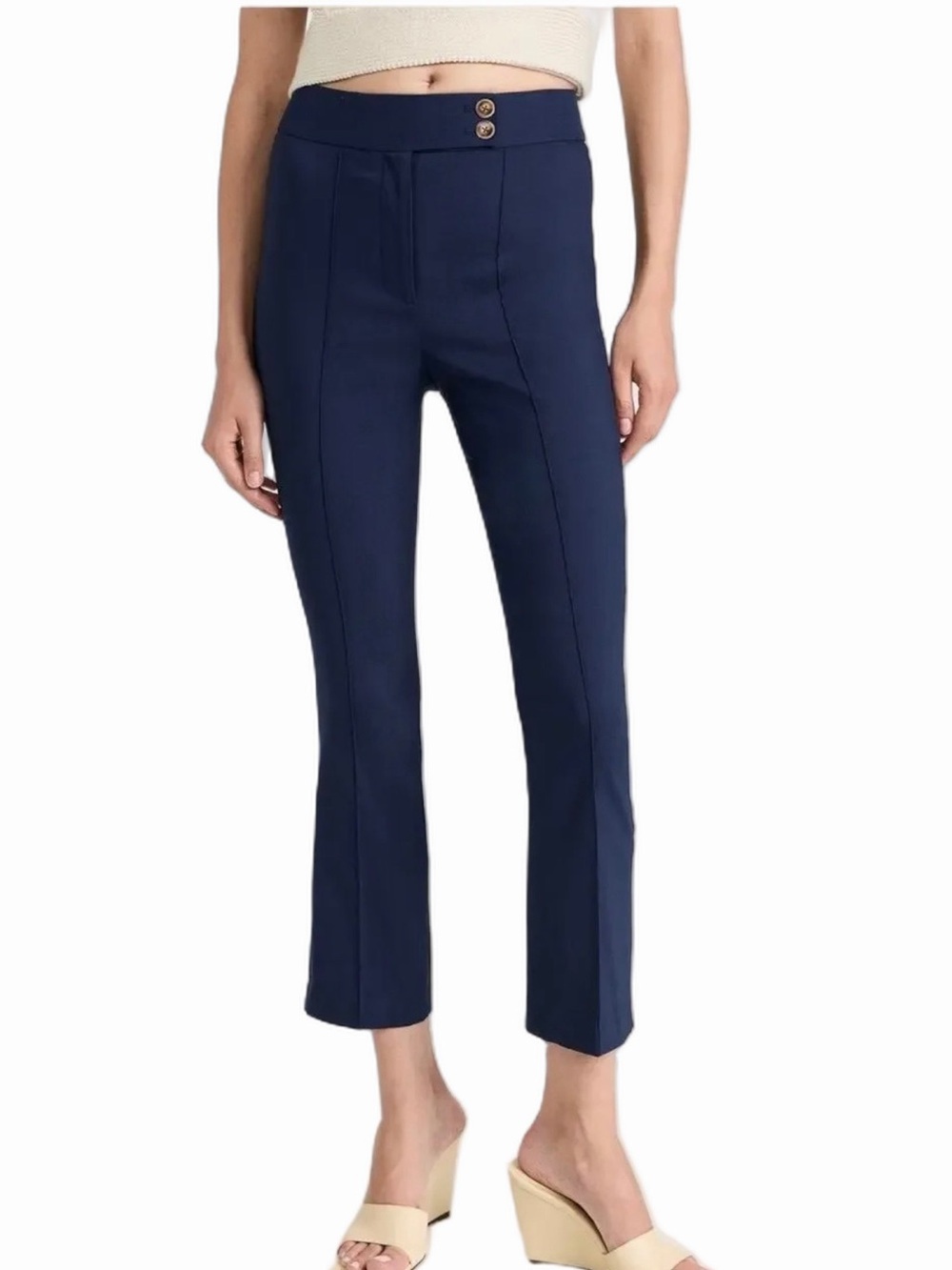 Veronica Beard Dell Pants in Navy Cropped Slim Tailored Trousers 10 Stretch USA